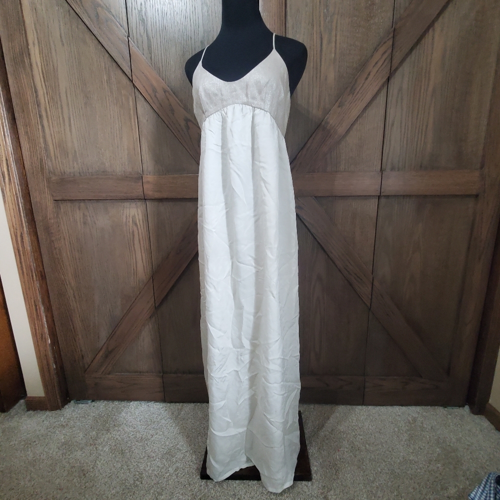 LAST CHANCE L'Agence Baby Doll Mixed Media Maxi Dress